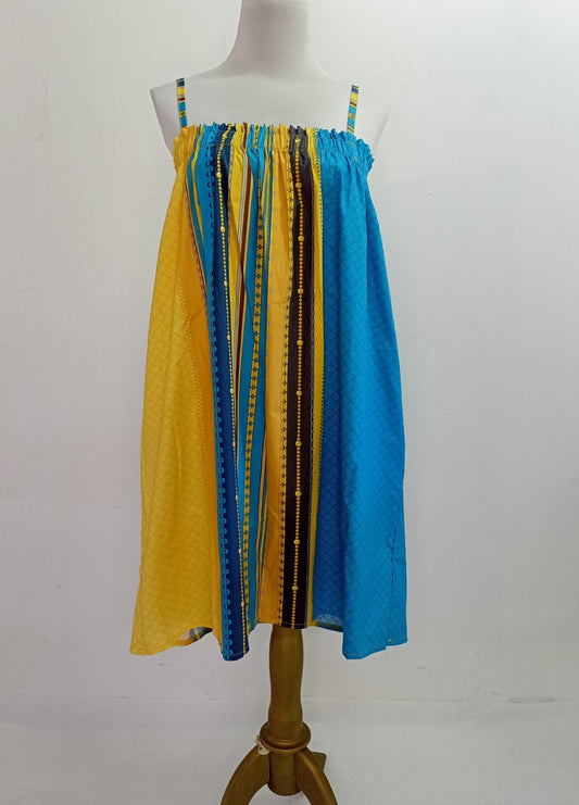 LUCY SHORT DRESS (YELLOW/BLUE)